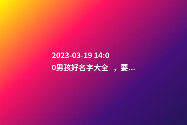 2023-03-19 14:00男孩好名字大全，要帶五行八字的哦